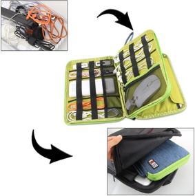 img 1 attached to Органайзер для кабелей BUBM: эффективная сумка для хранения устройств универсальных электронных аксессуаров - идеально подходит для iPad, проводов, USB-флешек и наушников (большой размер, синий и зеленый)