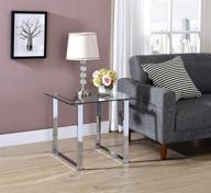 kings brand glass top end table with sleek chrome finish logo