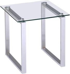 img 1 attached to Kings Brand Glass Top End Table with Sleek Chrome Finish