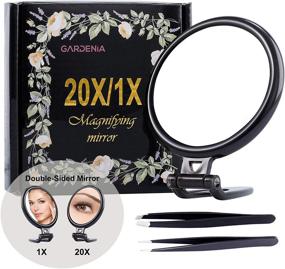 img 4 attached to 🔍 Compact 4 Inch Magnifying Mirror 20x: Travel-sized with Blackhead Tweezer Set, Portable Dual-sided Magnification Mirror and Eyebrow Plucking Tweezers for Home or Hotel Use, Foldable Design, Black