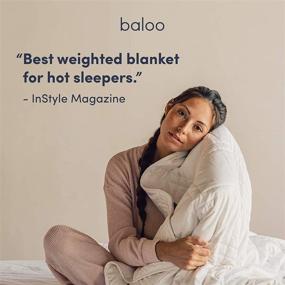 img 3 attached to Baloo Weighted Blanket Throw - 12 lbs (42x72 inches) - Eco-Luxury Soft Cool Cotton in Pebble White - Lead-Free Glass Beads - Double Quilted Personal Size