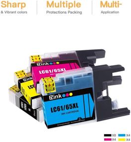 img 2 attached to 🖨️ E-Z Ink (TM) Заменяемые картриджи чернил для Brother LC61 LC-61 LC65 XL - Совместимы с MFC-J615W MFC-5895CW MFC-290C MFC-5490CN MFC-790CW MFC-J630W (20 пакетов: 8 черных, 4 голубых, 4 пурпурных, 4 желтых)