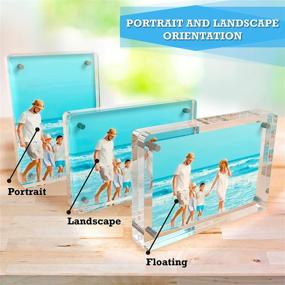 img 1 attached to 🖼️ Magnetic Acrylic Picture Frames: Frameless Double Sided Display, Rounded Corners - 5.25x7.25" Clear Block Frame - Desktop Set of 2