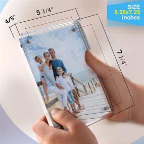 img 3 attached to 🖼️ Magnetic Acrylic Picture Frames: Frameless Double Sided Display, Rounded Corners - 5.25x7.25" Clear Block Frame - Desktop Set of 2