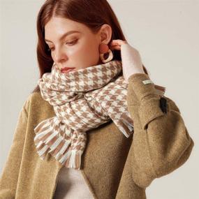 img 3 attached to Luxurious Cashmere Feel Houndstooth Scarf: Stay Cozy in Winter with Super Soft, Chunky Oversized Blanket Wrap Shawl for Women