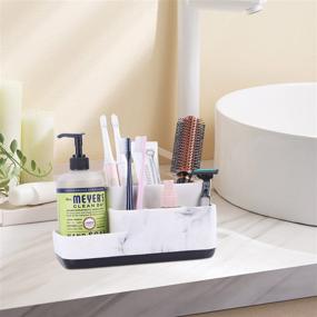 img 1 attached to 🪥 zccz White Marble Look Toothbrush Holder: Organize toothbrushes, toothpaste, razors, and makeup brushes effectively on your bathroom countertop