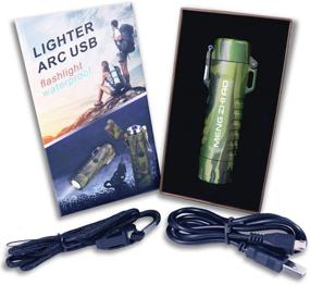 img 4 attached to 🔥 MENG ZHI AO Outdoor Waterproof Lighter Double Arc Plasma Lighter with LED Bright Flashlight USB Rechargeable Lighter Windproof Flameless Lighter Perfect for Camping Hiking Fire Starting (Camouflage)