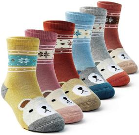 img 4 attached to Согрейте зиму своих мальчиков с помощью 6 пар толстых хлопковых носков с усиками.