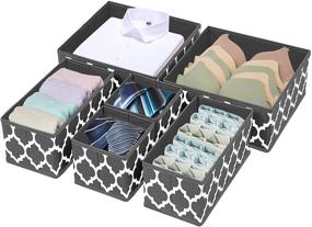 img 4 attached to 📦 Efficient Closet Organization with Foldable Drawer Organizers: Set of 6 Grey Lantern Print Storage Bins for Underwear, Clothes, Bras, Socks, Lingerie, and Baby Clothing