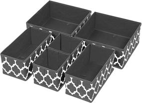 img 3 attached to 📦 Efficient Closet Organization with Foldable Drawer Organizers: Set of 6 Grey Lantern Print Storage Bins for Underwear, Clothes, Bras, Socks, Lingerie, and Baby Clothing