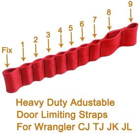 img 3 attached to 🚪 VOFONO Тяжелая регулируемая дверная ограничительная петля для Jeep Wrangler TJ JK JL - Нагрузка 1000 фунтов (2 шт. - красный) Улучшенная версия