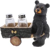 🐻 rustic bear with pushcart salt and pepper shaker sets - servette home kitchen décor logo