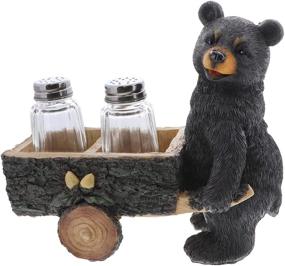 img 4 attached to 🐻 Rustic Bear with Pushcart Salt and Pepper Shaker Sets - Servette Home Kitchen Décor