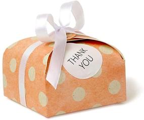 img 1 attached to SketchGroup 50 шт. Розовые подарочные коробки в горошек с лентами и наклейками "Спасибо" - роскошная упаковка для вечеринки в стиле "Бэби-душ", свадьбы, вечеринки для невесты - 3x3x2 дюйма (розовый горошек, 50)