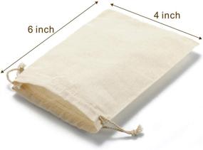 img 2 attached to 🛍️ Muslin Bags Drawstring Cotton Bags - 50 Pcs 4x6 Inch Organic Cotton Fabric Bags for Party Wedding and Home Storage