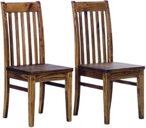 img 3 attached to 🪑 Set of 2 Rio Oak Antique Chairs by TableChamp - Solid Pine Wood, Oiled with Oil