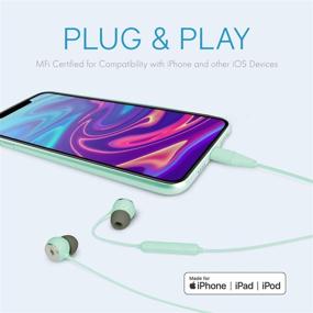 img 3 attached to 🎧 Realm Lightning Earbuds: MFi Certified, Hands-Free Calling & Track Controls - Green