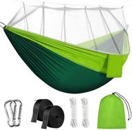 🏕️ rusee double camping hammock with net - lightweight parachute fabric travel bed for indoor and outdoor use: camping, hiking, backpacking, backyard логотип