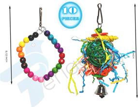 img 3 attached to PERIQUITO Bird Toys: Vibrant Fun for Parrots, Parakeets, Budgies, 🦜 and Cockatiels - Wood Hammock Swing, Hanging Bells, Rope Ladder, and More!