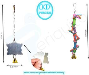 img 2 attached to PERIQUITO Bird Toys: Vibrant Fun for Parrots, Parakeets, Budgies, 🦜 and Cockatiels - Wood Hammock Swing, Hanging Bells, Rope Ladder, and More!