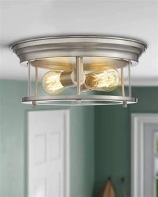 img 2 attached to 🔆 Enhance Your Interiors with Zeyu Flush Mount Ceiling Light: 13 inch Brushed Nickel Lamp for Corridor Kitchen, Clear Glass Shade - ZY15-F BN