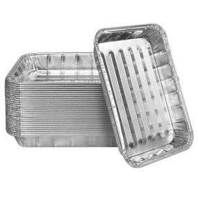 img 4 attached to 🍽️ Heavy-Duty Aluminum Foil Broiler Pans - Disposable Nonstick Oven Broiling Roaster Pan for Burgers, Steaks, Bacon, Roasts, Vegetables - 13 x 9 Inch Rectangular Prep Trays (Pack of 25)