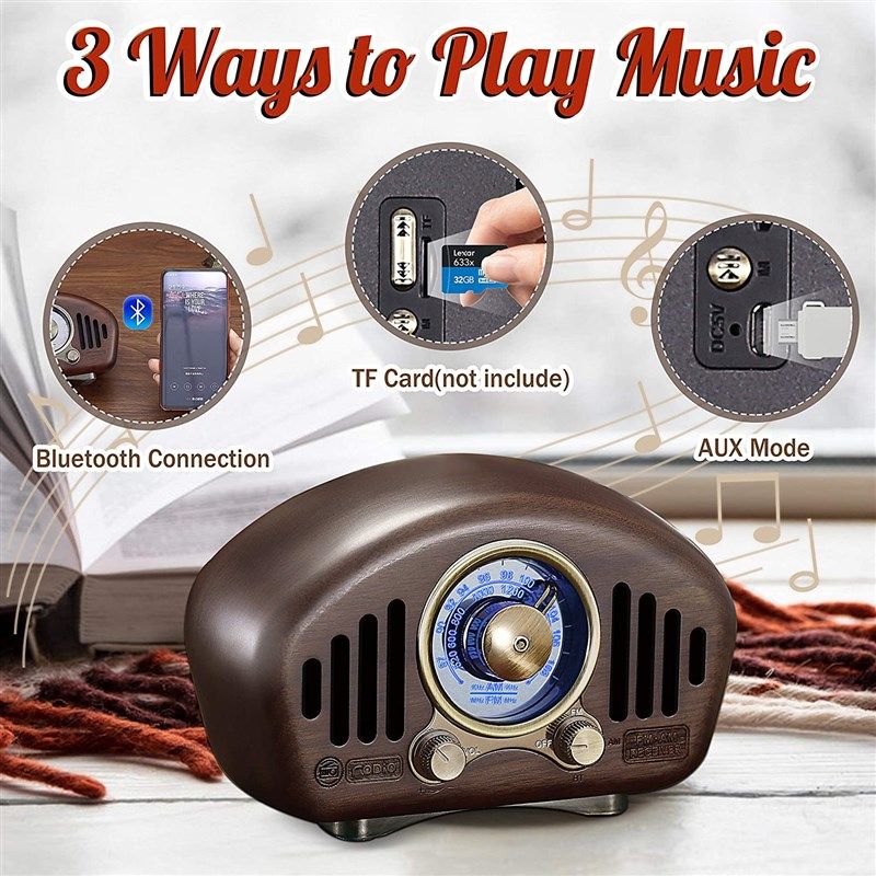 🎶 Greadio Vintage Retro Bluetooth Speaker: Walnut Wooden…
