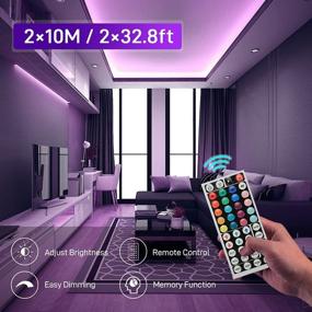 img 2 attached to 🎨 COOLAPA 65.6ft LED Strip Lights with 44 Keys Remote Control - Color Changing RGB Light Strips for Bedroom, Kitchen & Holiday Decoration, 2 Rolls of 32.8ft