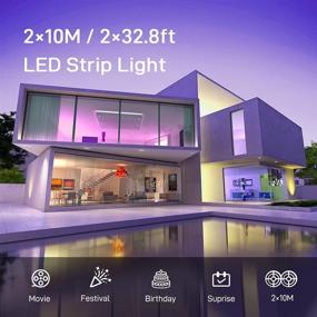 img 3 attached to 🎨 COOLAPA 65.6ft LED Strip Lights with 44 Keys Remote Control - Color Changing RGB Light Strips for Bedroom, Kitchen & Holiday Decoration, 2 Rolls of 32.8ft