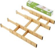 🎍 bamboo drawer dividers with 6 inserts: premium expandable organizer for kitchen, office, dressers, and bathroom - 4-pack (17-22 inch) логотип