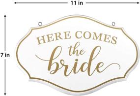 img 2 attached to 💍 Lillian Rose Comes The Bride Flower Girl Ring Bearer Sign: Elegant and in White (11"x7")