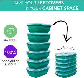 img 3 attached to Collapse-it Silicone Food Storage Containers - 6 Piece Set of 3-Cup Collapsible Lunch Box 📦 Containers - BPA Free, Airtight Silicone Lids - Oven, Microwave, Freezer Safe (Teal Rectangle) with Bonus eBook