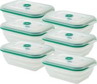 collapse-it silicone food storage containers - 6 piece set of 3-cup collapsible lunch box 📦 containers - bpa free, airtight silicone lids - oven, microwave, freezer safe (teal rectangle) with bonus ebook логотип