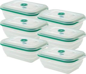 img 4 attached to Collapse-it Silicone Food Storage Containers - 6 Piece Set of 3-Cup Collapsible Lunch Box 📦 Containers - BPA Free, Airtight Silicone Lids - Oven, Microwave, Freezer Safe (Teal Rectangle) with Bonus eBook