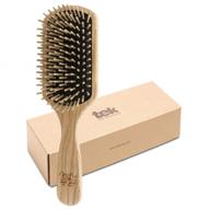 🔲 ash wood handmade tek paddle hairbrush with short pins from italy logo