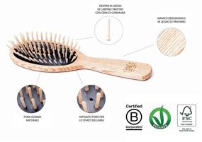 img 2 attached to 🔲 Ash Wood Handmade Tek Paddle Hairbrush with Short Pins From Italy