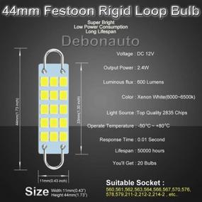 img 1 attached to 💡 Супер Яркая 20 X 561 Светодиодная Лампа - 44 мм Фестун Купол Светильники - 6000K Чисто Белый - Жесткая Петля - 12V - Внутреннее Освещение Решение