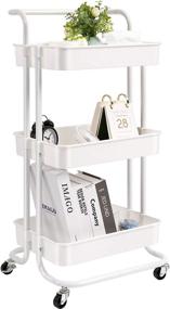 img 4 attached to 🛒 DANPINERA 3 Tier Rolling Utility Cart: Versatile Storage and Organization Solution for Kitchen, Bathroom, Office, Library, Coffee Bar and More!