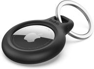 🔒 black airtag key ring case - secure holder accessory with scratch resistance, protective cover for air tag logo