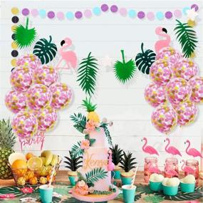 img 2 attached to 🌴 UTOPP 20 Pack Tropical Confetti Balloons: Hot Pink and Gold Flamingo 12 Inch Latex Party Balloon with Confetti Inside - for Wedding, Birthday, Bridal Shower, Valentines Decorations and more