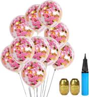 🌴 utopp 20 pack tropical confetti balloons: hot pink and gold flamingo 12 inch latex party balloon with confetti inside - for wedding, birthday, bridal shower, valentines decorations and more логотип