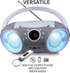 img 2 attached to 🎵 Singing Wood Portable CD/CD-R/CD-RW Boombox with Bluetooth, USB, AM/FM Radio, AUX-Input, Headset Jack, Foldable Carrying Handle, LED Light - Space Grey (2021 New Version)