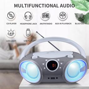 img 3 attached to 🎵 Singing Wood Portable CD/CD-R/CD-RW Boombox with Bluetooth, USB, AM/FM Radio, AUX-Input, Headset Jack, Foldable Carrying Handle, LED Light - Space Grey (2021 New Version)