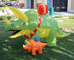 img 2 attached to 🦖 Green Triceratops Dinosaur Christmas Inflatable - GOOSH 7.5 FT Length Yard Decoration with LED Lights, Clearance for Holiday/Christmas/Party/Yard/Garden