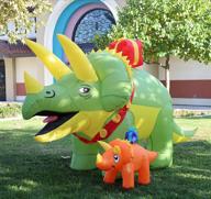 🦖 green triceratops dinosaur christmas inflatable - goosh 7.5 ft length yard decoration with led lights, clearance for holiday/christmas/party/yard/garden логотип