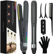 🔥 2 in 1 flat iron hair straightener and curler - upgraded ceramic 3d floating flat iron with metal ceramics heater, straightens & curls hair of all types and lengths, frizz-free & anti-static ionic plates logo