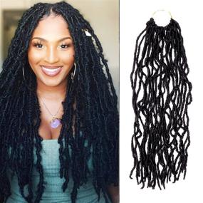 img 4 attached to 🔥 Premium 22 Inch AU-THEN-TIC Nu Faux Locs: Soft Crochet Hair for Trendy Butterfly, Distressed, and Goddess Styles - 6 Pack, Shade 1