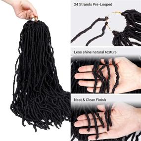 img 2 attached to 🔥 Premium 22 Inch AU-THEN-TIC Nu Faux Locs: Soft Crochet Hair for Trendy Butterfly, Distressed, and Goddess Styles - 6 Pack, Shade 1