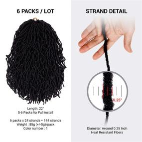 img 3 attached to 🔥 Premium 22 Inch AU-THEN-TIC Nu Faux Locs: Soft Crochet Hair for Trendy Butterfly, Distressed, and Goddess Styles - 6 Pack, Shade 1