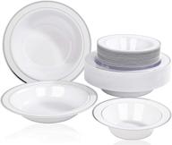 nervure 50pcs silver plastic bowls - 12oz disposable bowls (25pcs) & 6.5oz dessert/salad bowls (25pcs) - ideal for party, wedding, and holiday supplies logo